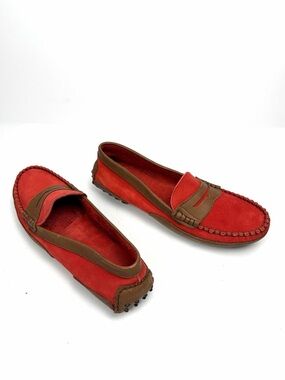 Maraolo Yachting Red Suede Driving Loafers Leather Gommino Moccasins 9,5-10 New